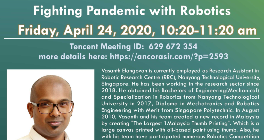 ME336 Spring 2020 Robotics & AI Guest Lecture by Vasanth Elangovan